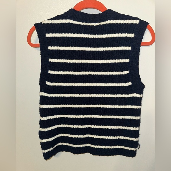 Madewell Navy and White Striped Fitted Sweater Knit Top - Picture 3 of 3